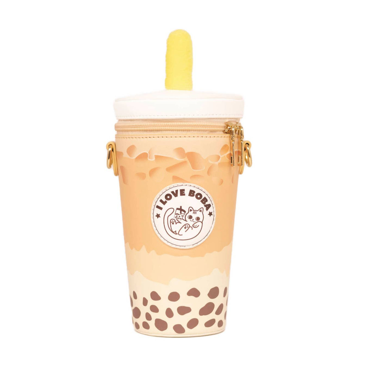 Boba drink with a straw on a white background