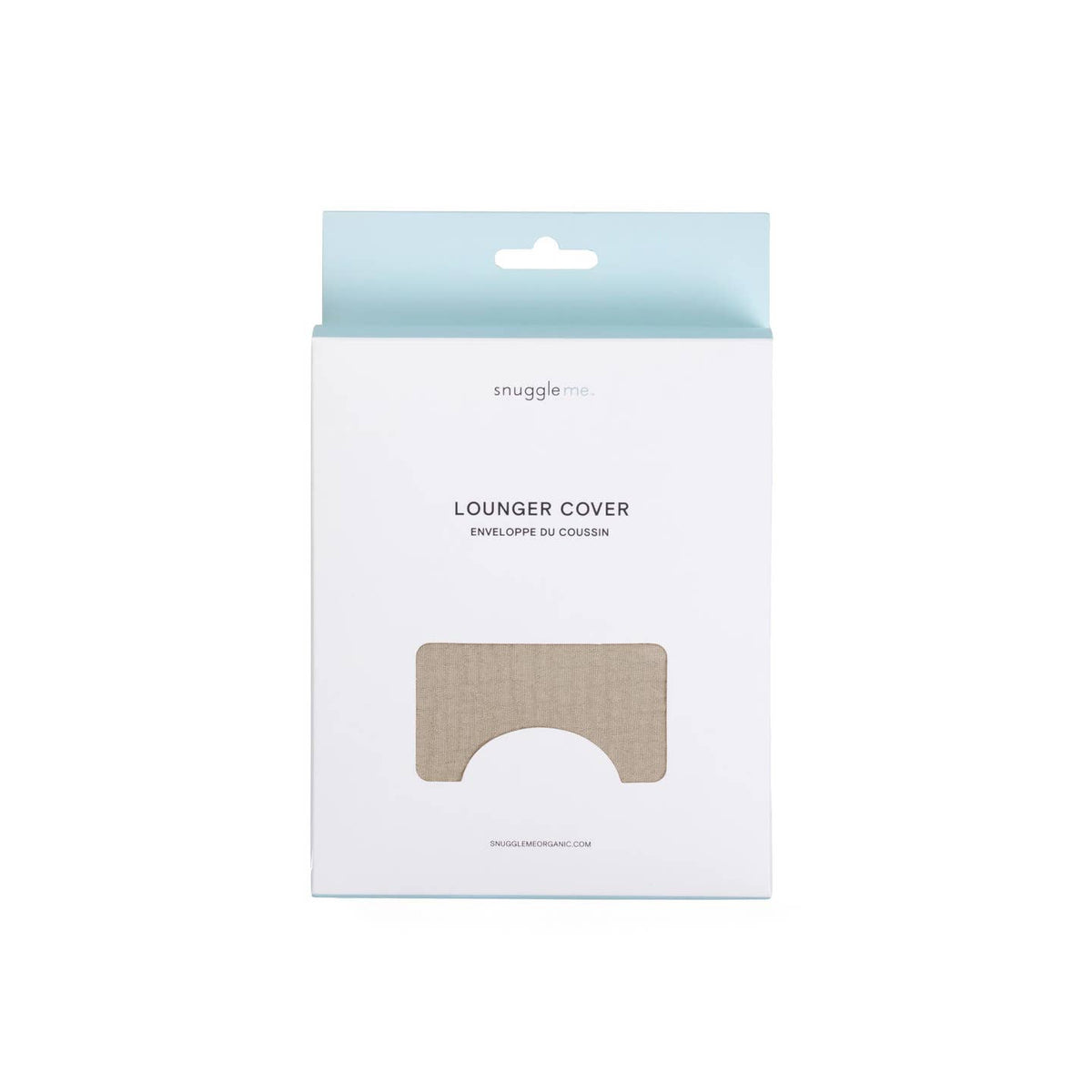 Package of a snuggle lounger cover on a white background