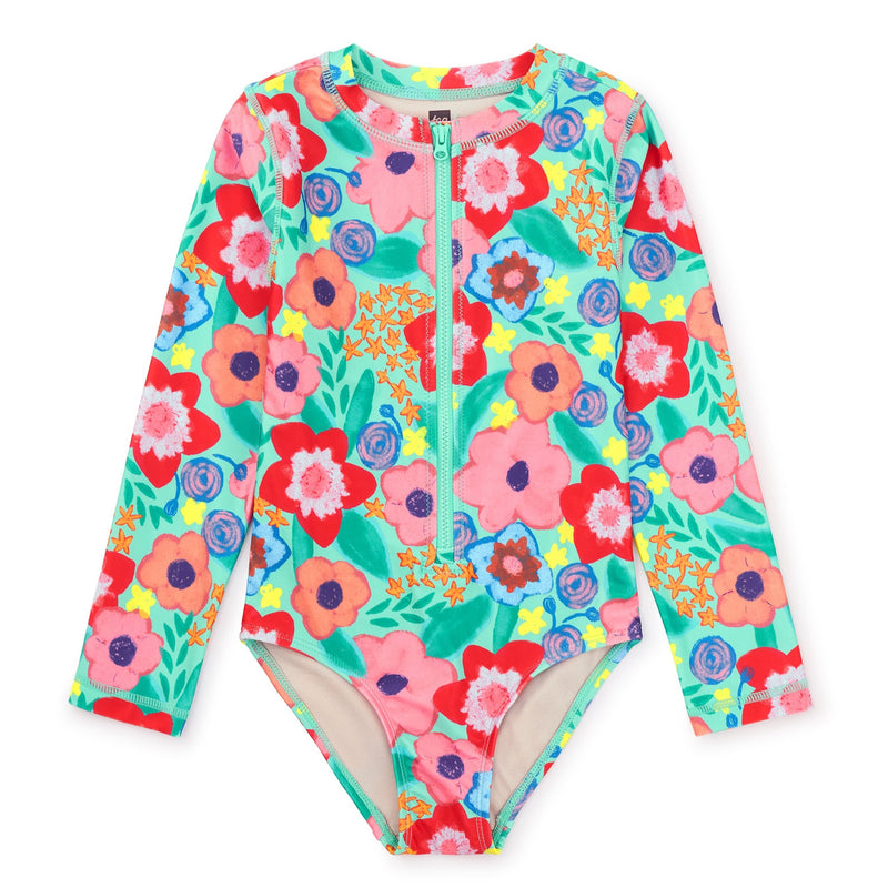 Long Sleeve One-Piece Swimsuit - Painterly Floral by Tea Collection