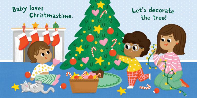An illustration from the children's book Indestructibles: Baby Loves Christmas published by Workman Publishing.