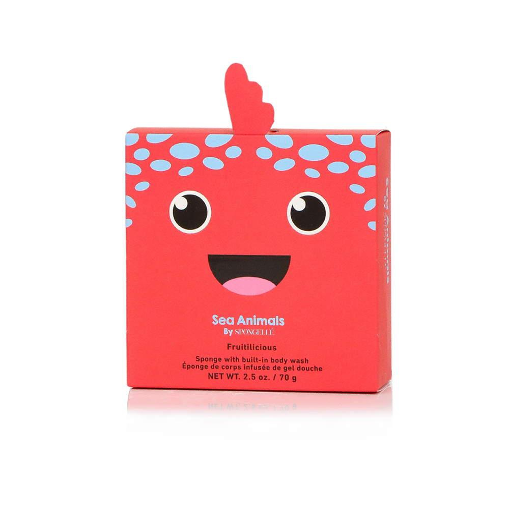 Red box with a fish design and 'Sea Animals' branding on a white background