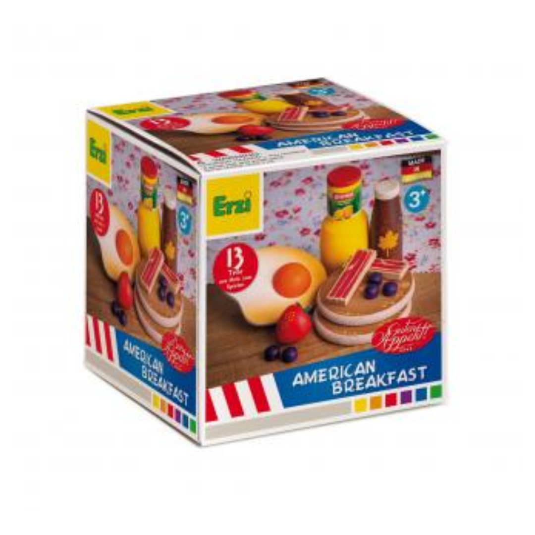 Box of Erzi American Breakfast toy set on a white background