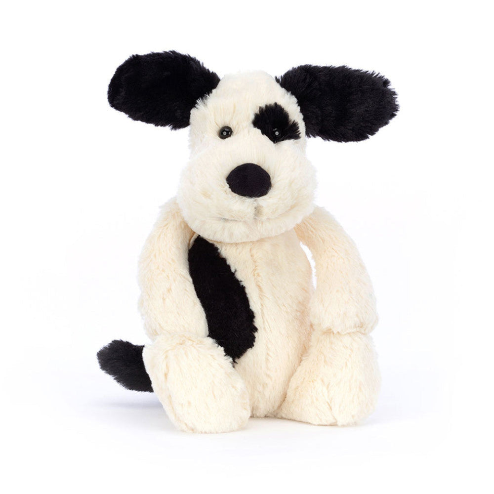 犬いぬ Bashful Rufferty Puppy ぬいぐるみ Bashful Rufferty Black + Cream Puppy - Little by Jellycat