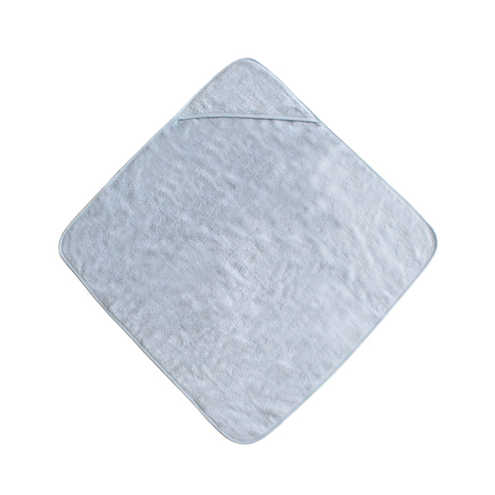 Light blue hooded towel on a white background