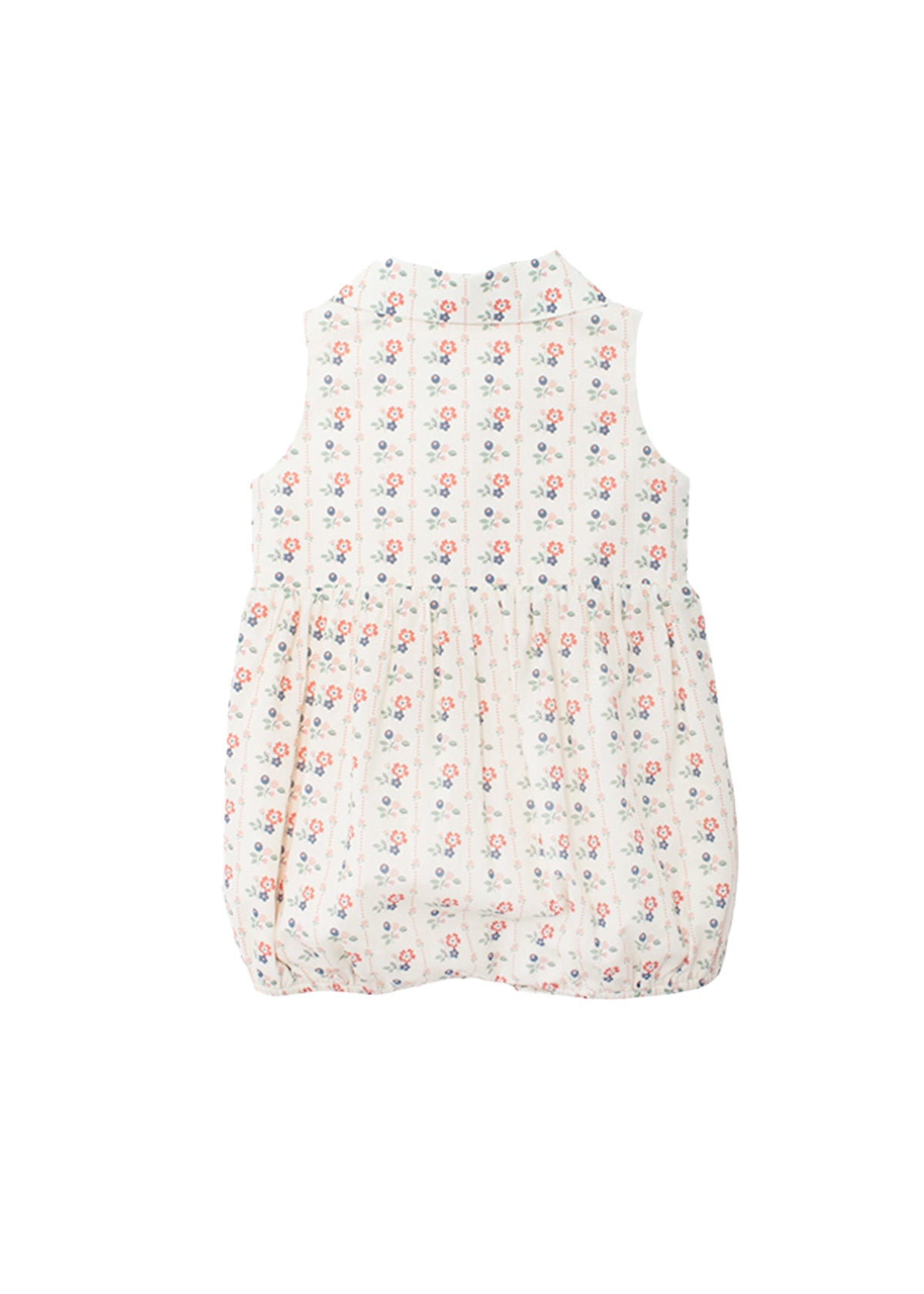 Floral-patterned baby romper on a white background