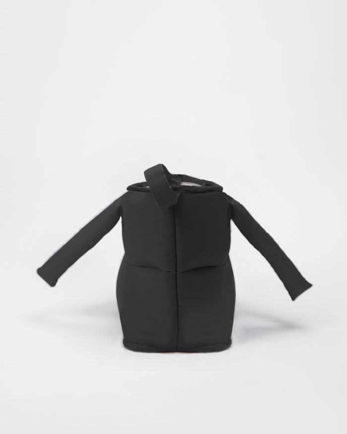 Black backpack on a white background