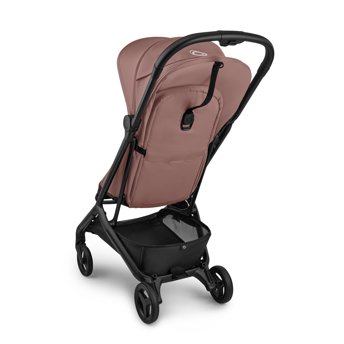 Brown stroller with black frame on a white background