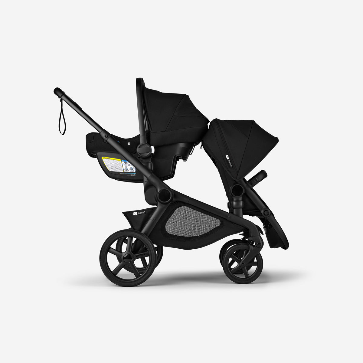 Black stroller on a white background