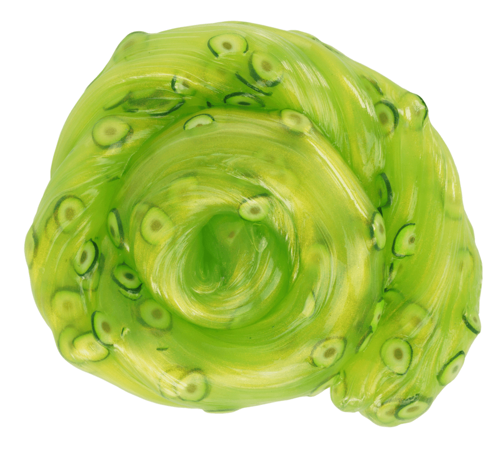 Green ceramic plate with a unique spiral design on a transparent background