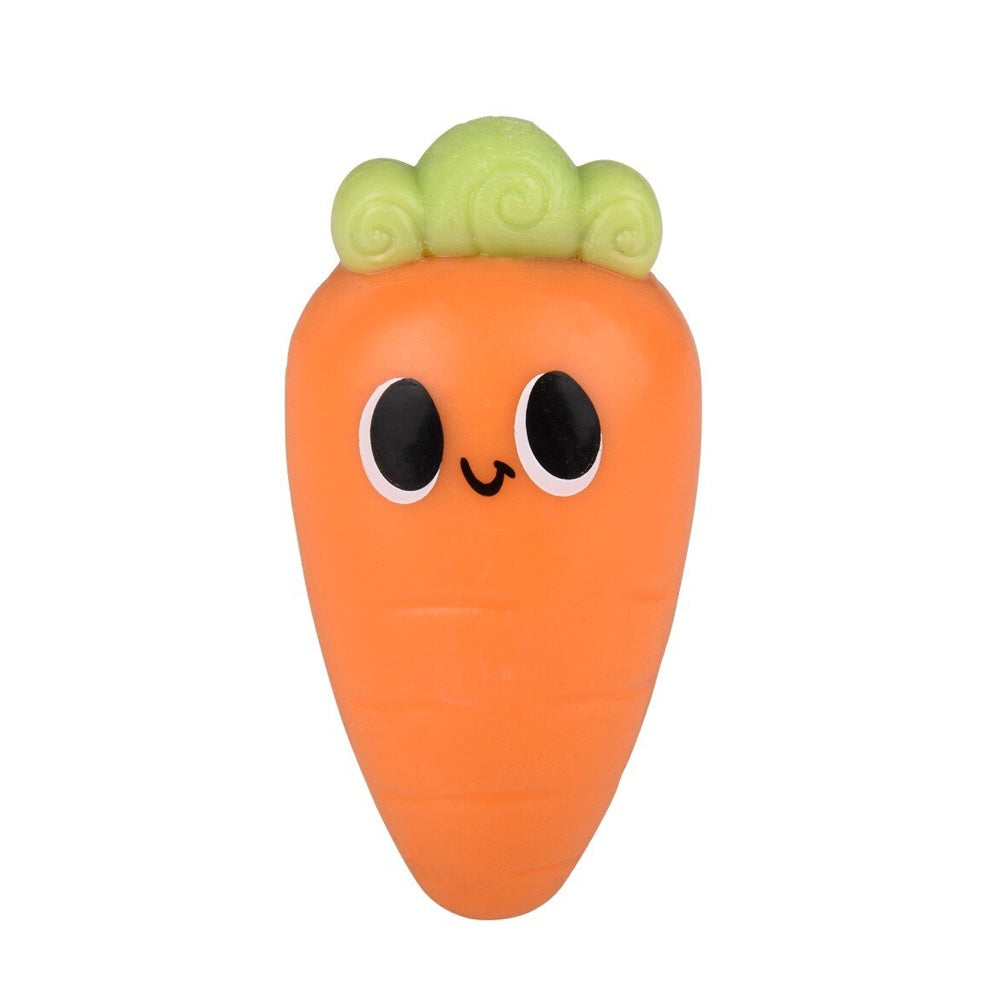 Two cartoon carrot-shaped objects with faces on a white background