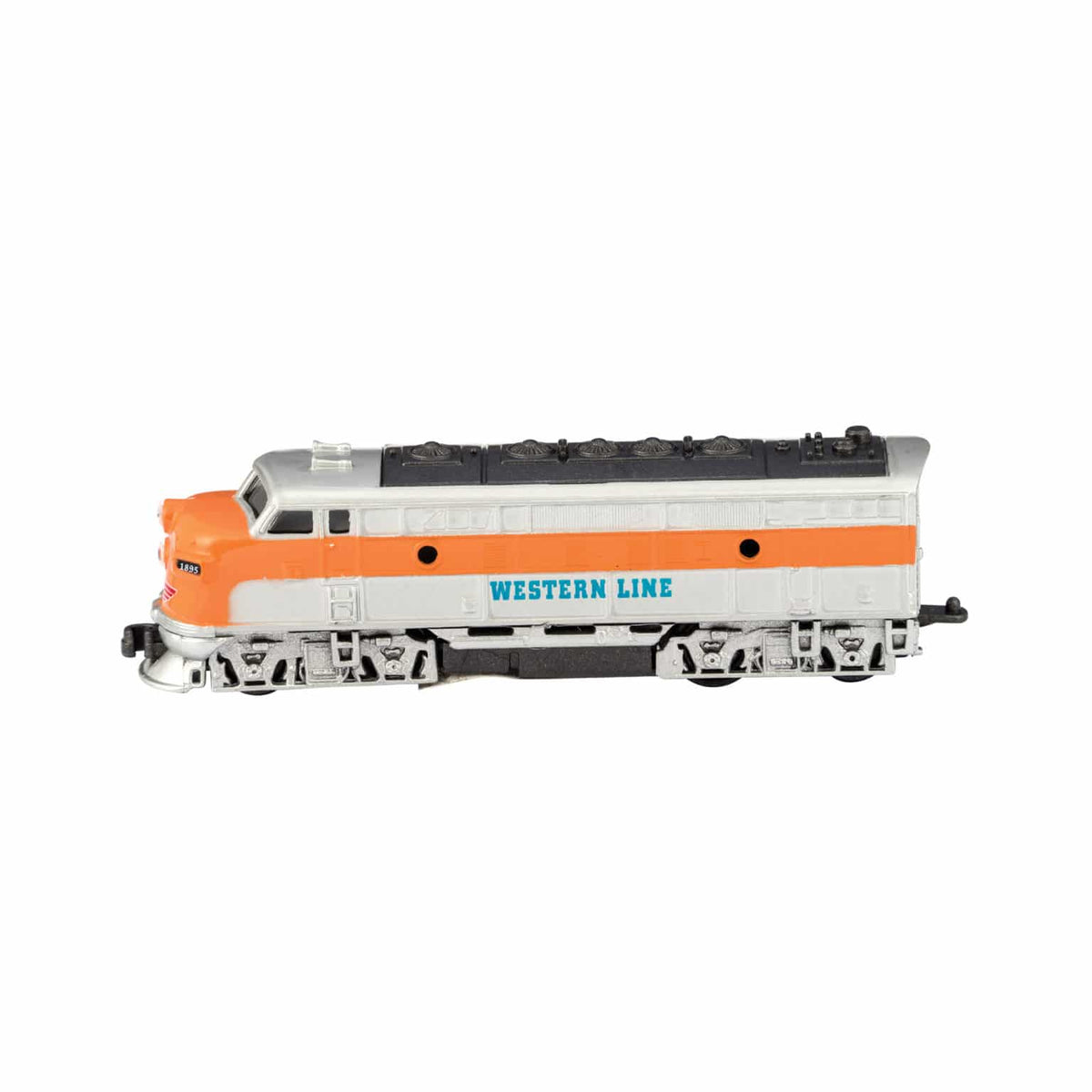 Model train with 'Western Line' branding on a white background