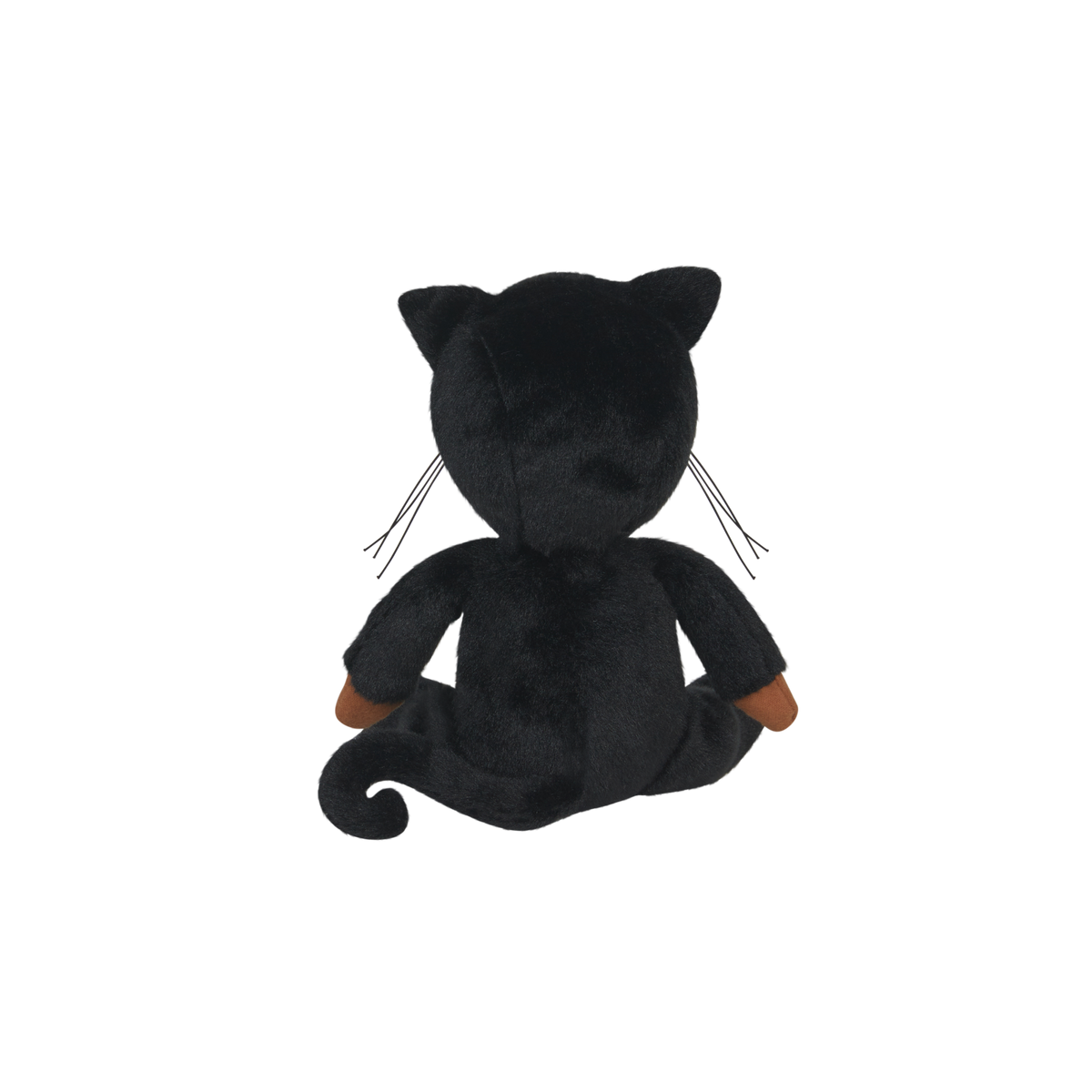 Black plush toy cat on a white background