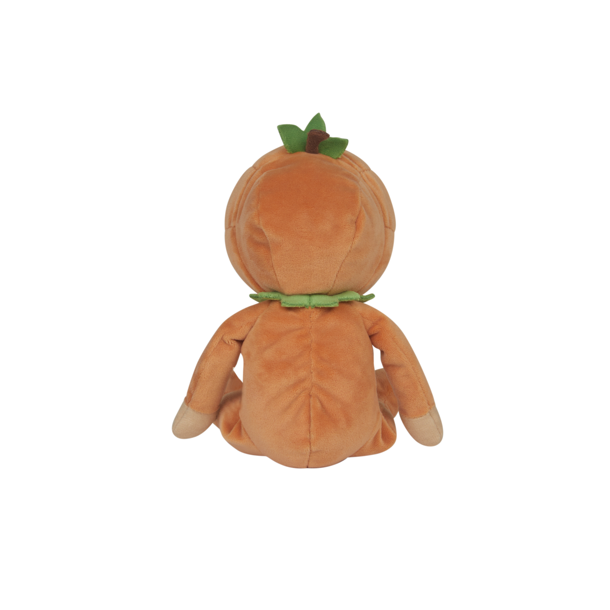 Plush toy shaped like a pumpkin on a white background