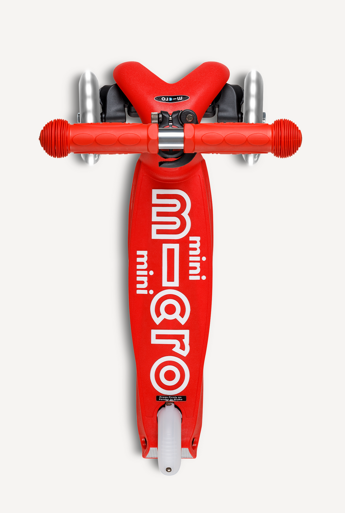 Red scooter with 'micro' branding on a white background