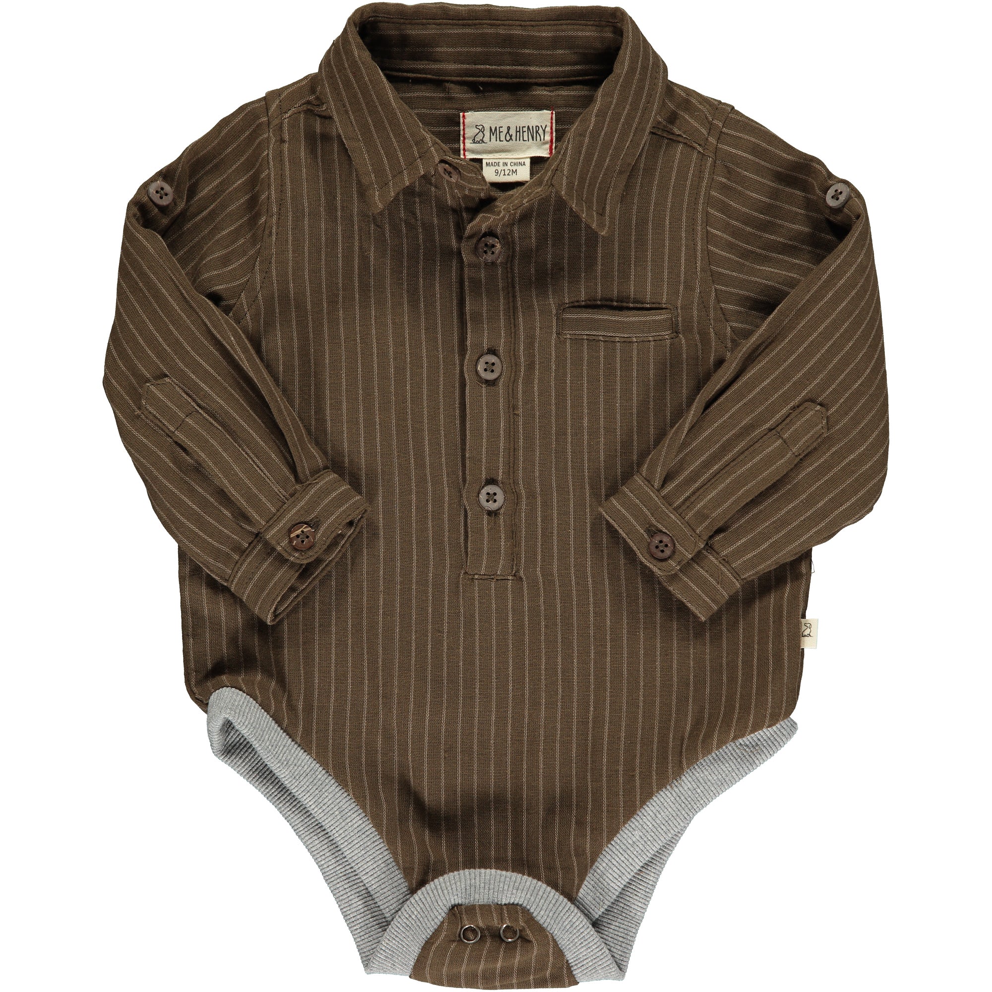 Boys Helford Cream Stripe Woven Onesie by Me & Henry main image 1