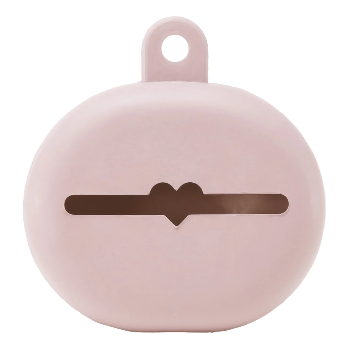 Pink silicone case with a heart-shaped cutout on a white background
