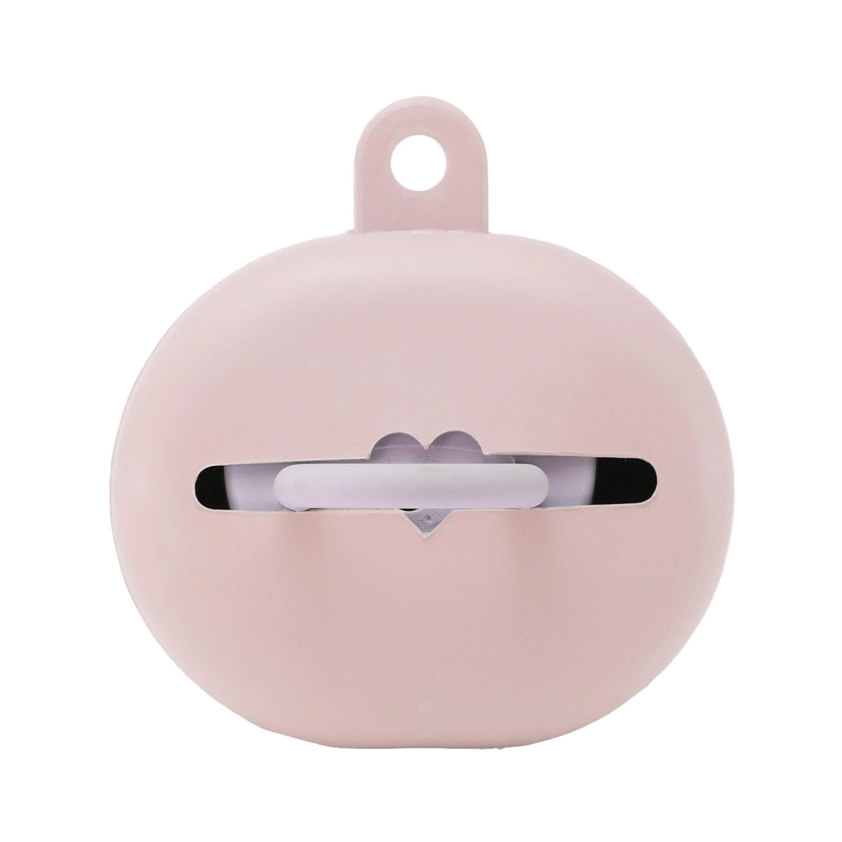 Pink silicone case with a heart-shaped cutout on a white background