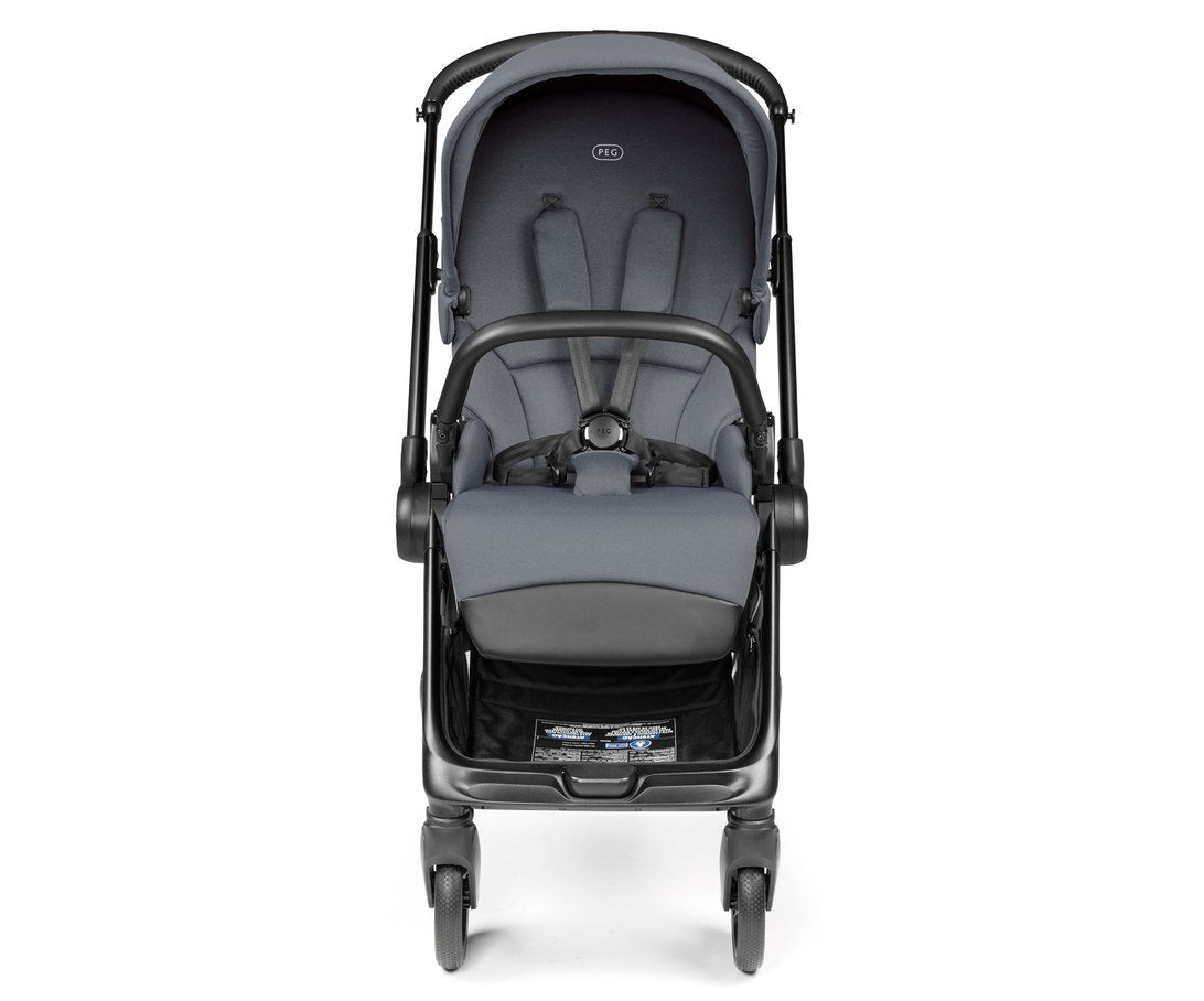 Gray stroller on a white background