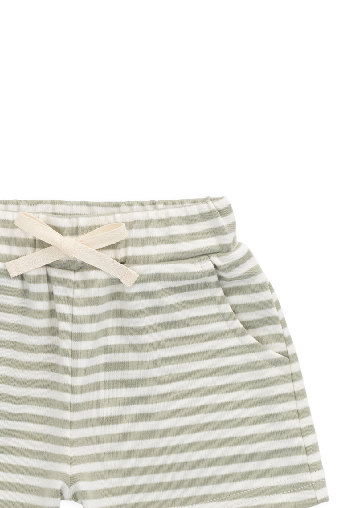 Striped shorts with a tie waist on a white background