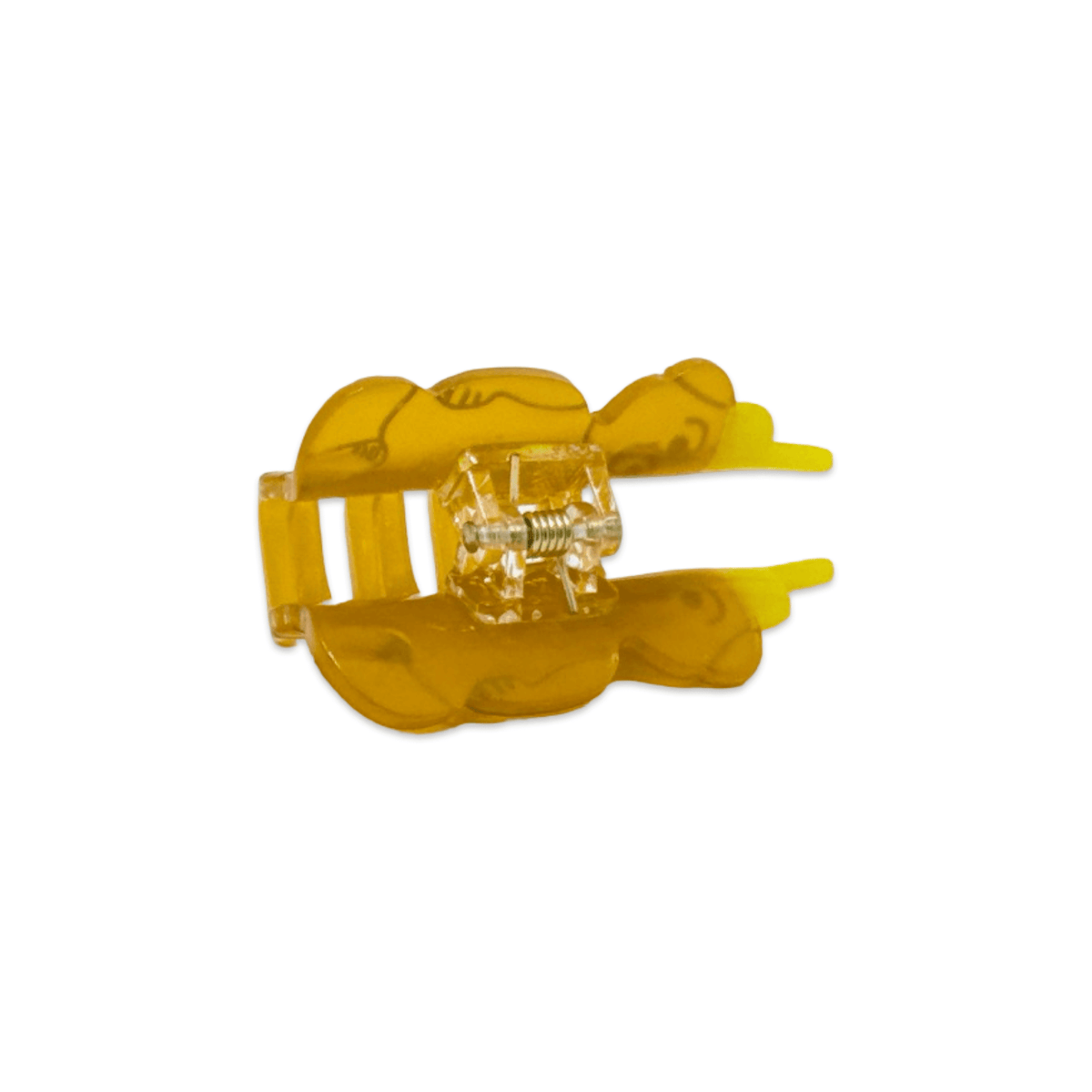 Yellow plastic tool with a clear component on a white background