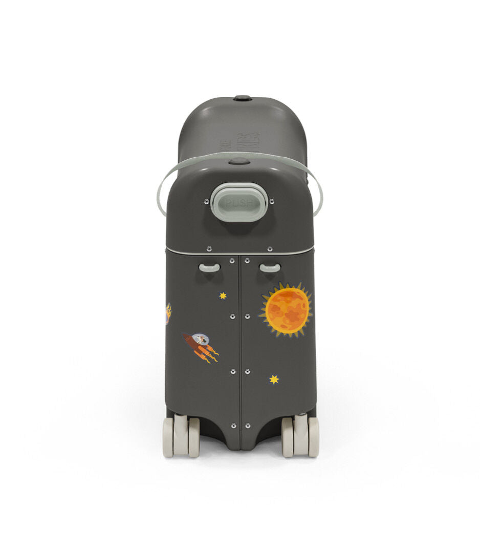 Children's suitcase with space-themed design on a white background