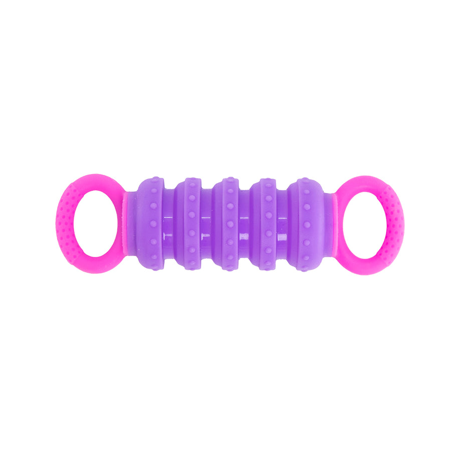 Purple and pink textured roller on a white background