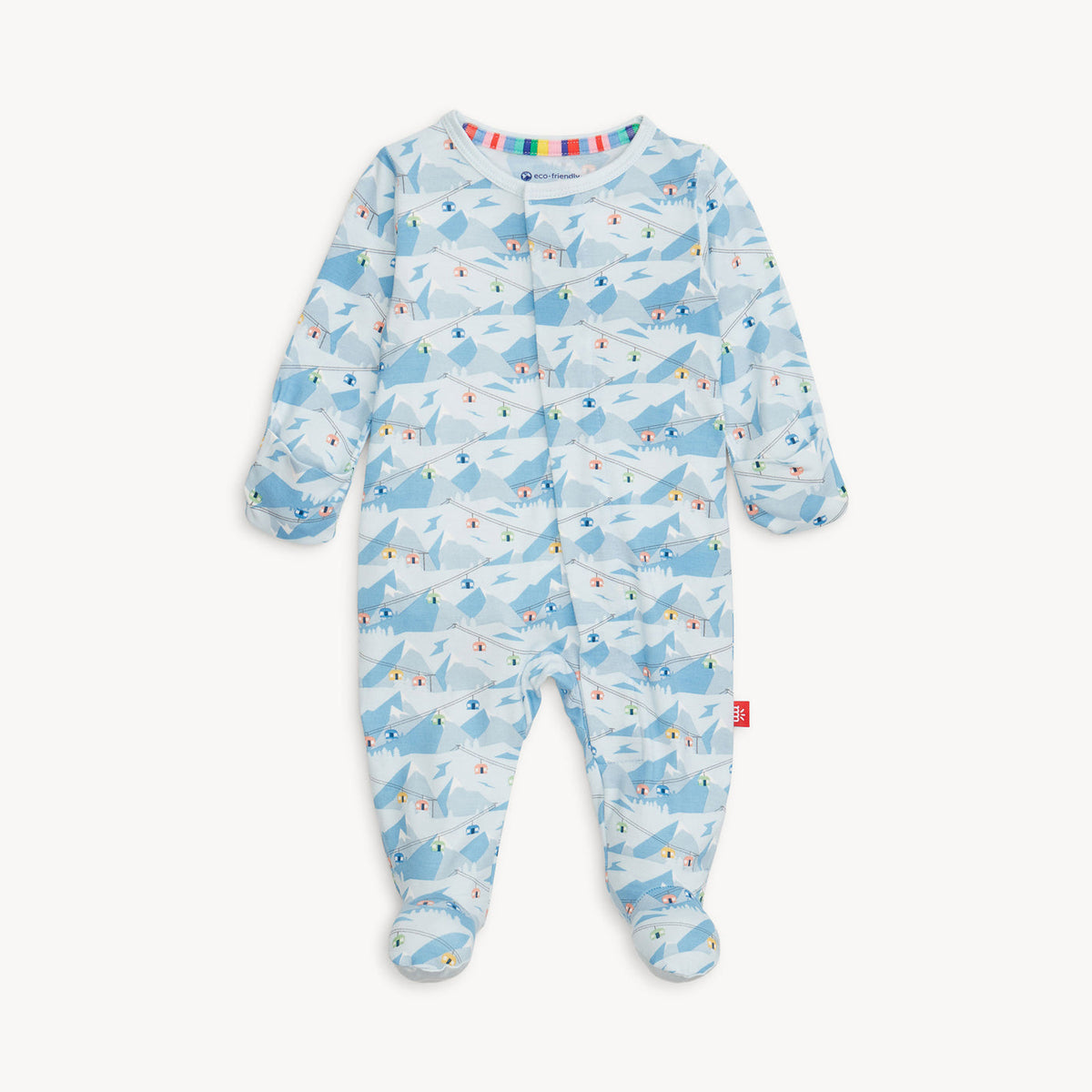 Baby onesie with shark pattern on a white background