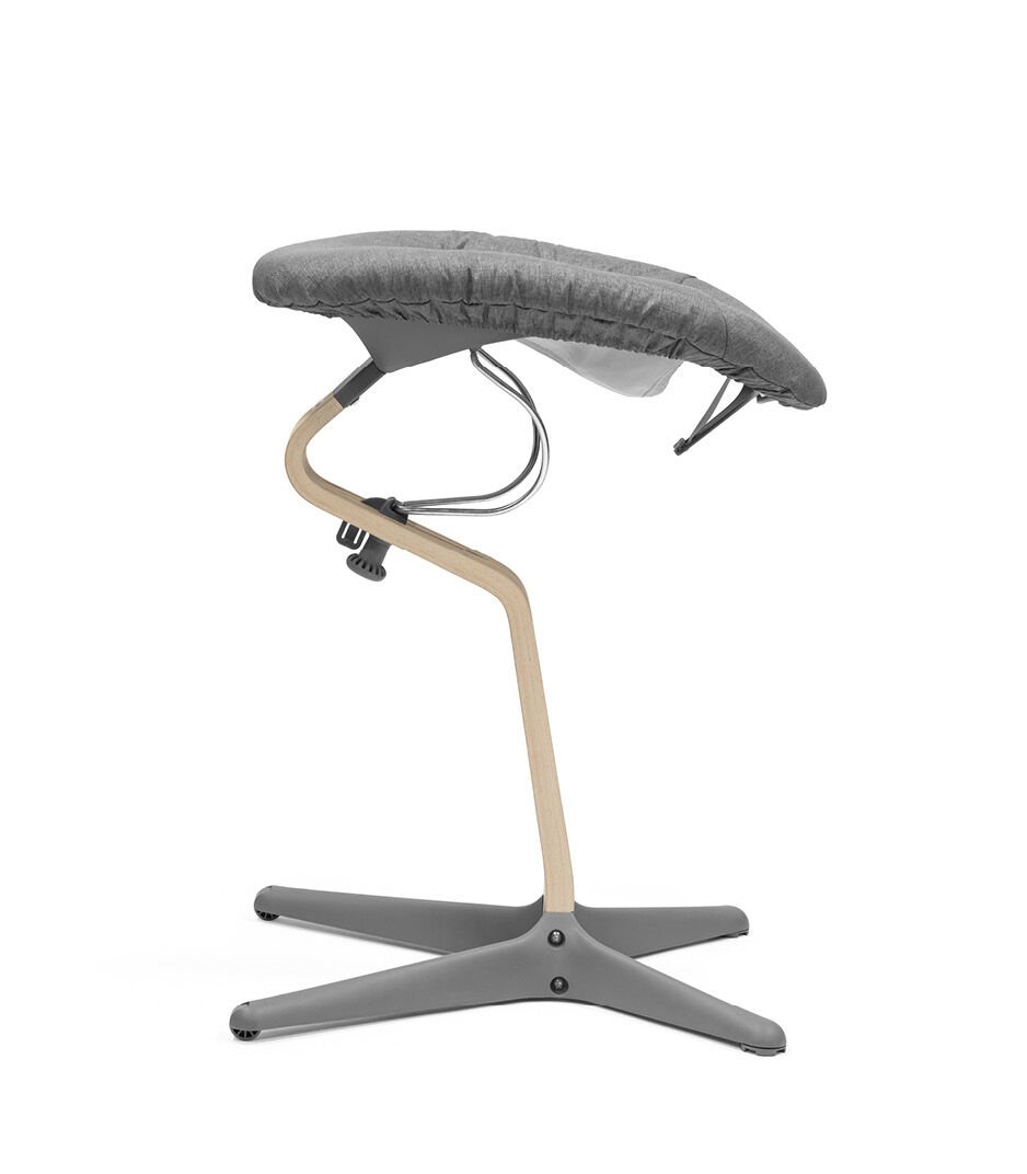 Gray ergonomic chair with adjustable height on a white background