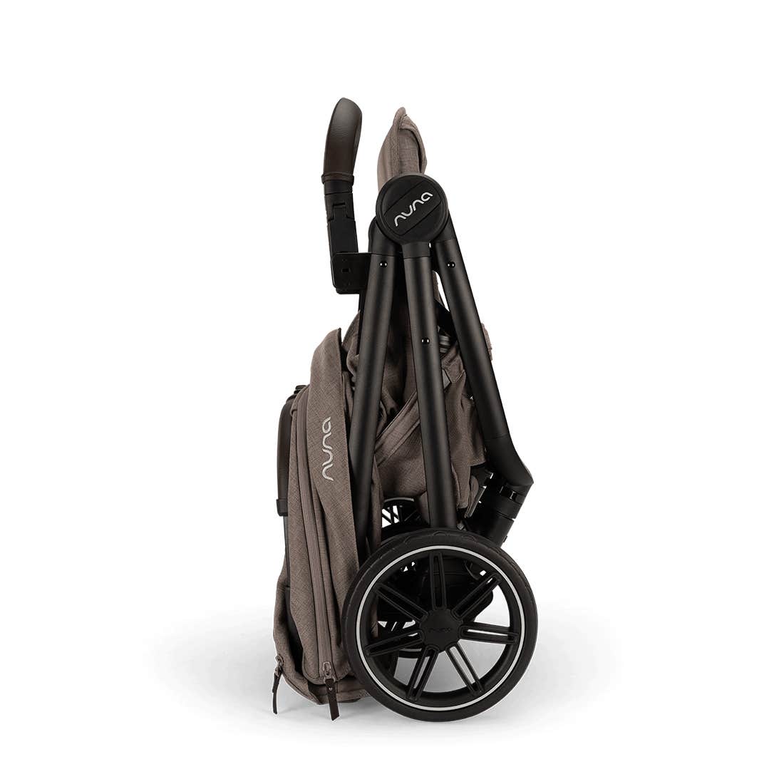 Folded stroller with Nuna branding on a white background