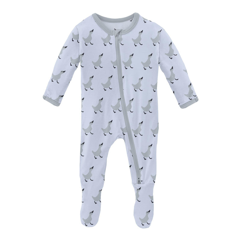 Print Footie with 2 Way Zipper - Dew Ugly Duckling by Kickee Pants