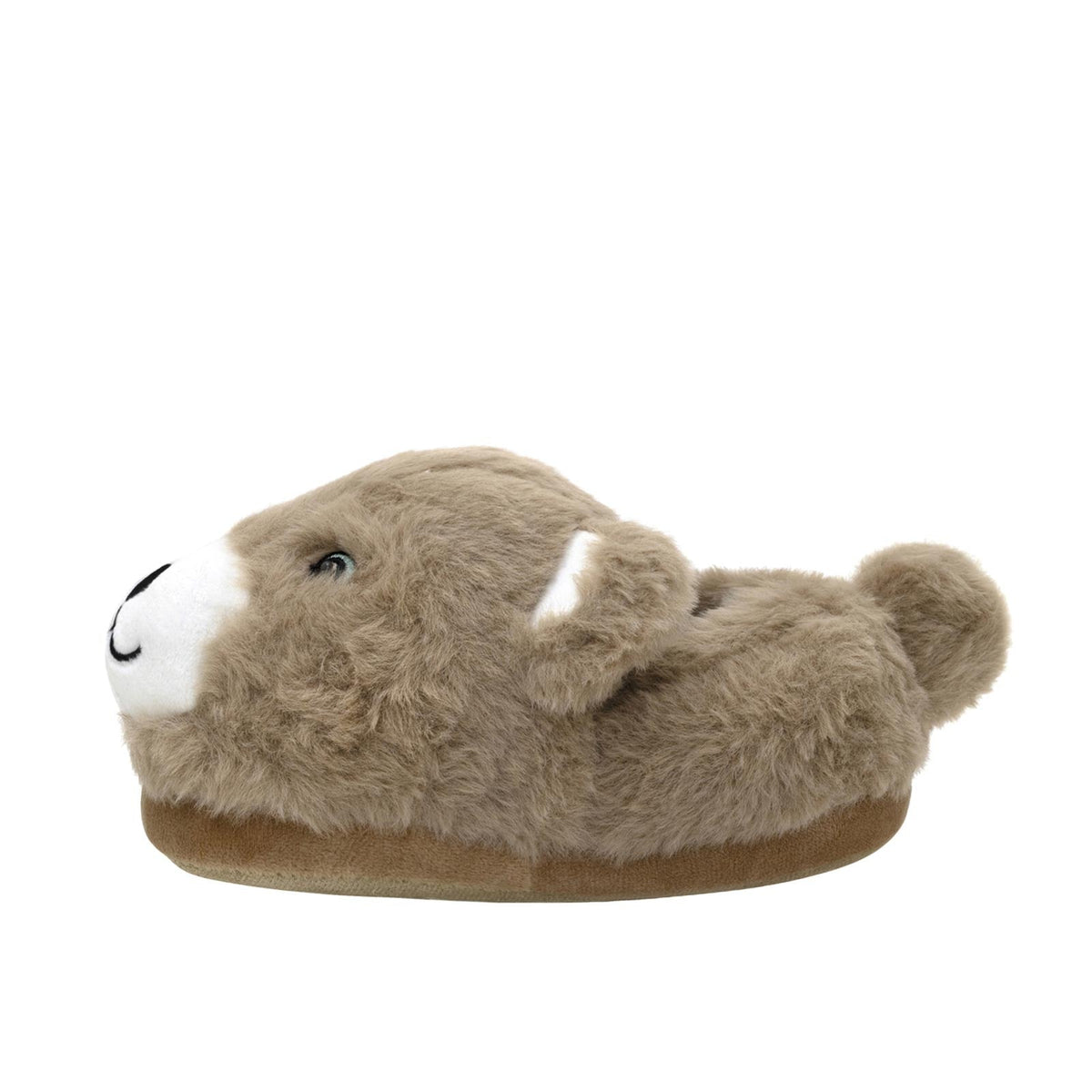 Plush animal-shaped slipper on a white background