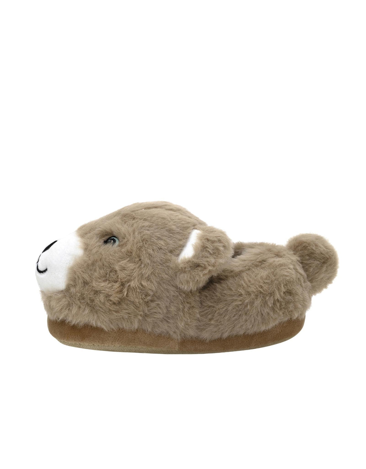 Plush animal-shaped slipper on a white background