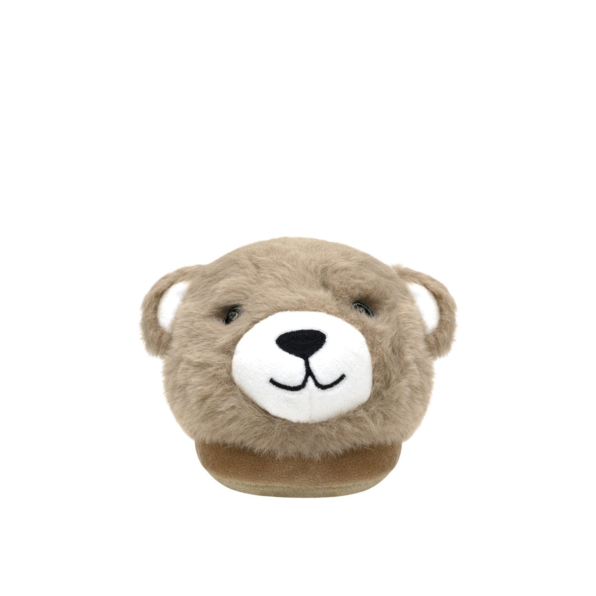 Plush bear head toy on a white background