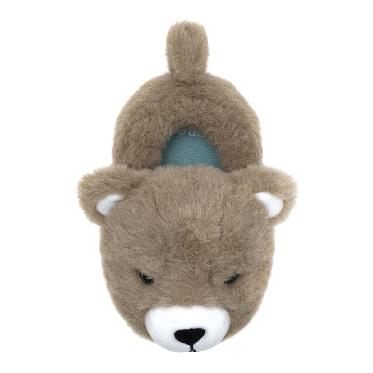Brown bear-shaped slippers on a white background