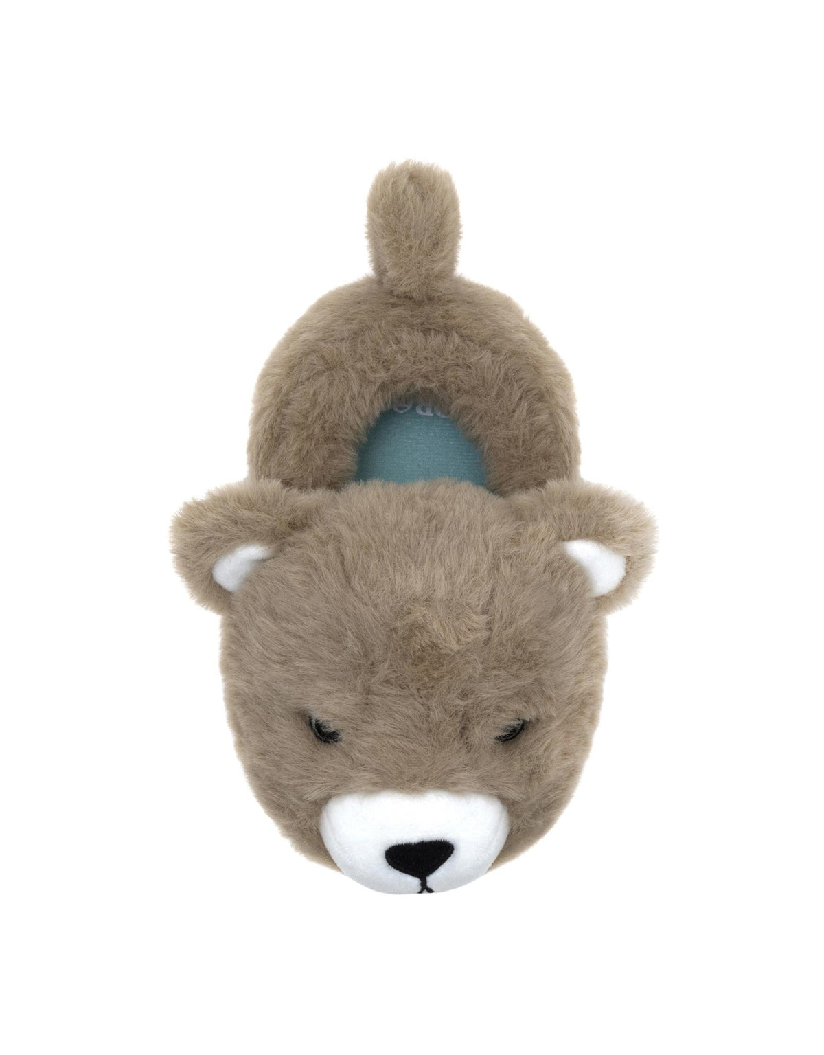 Brown bear-shaped slippers on a white background