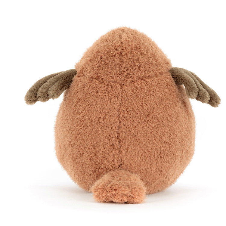 Brown plush toy resembling a potato on a white background