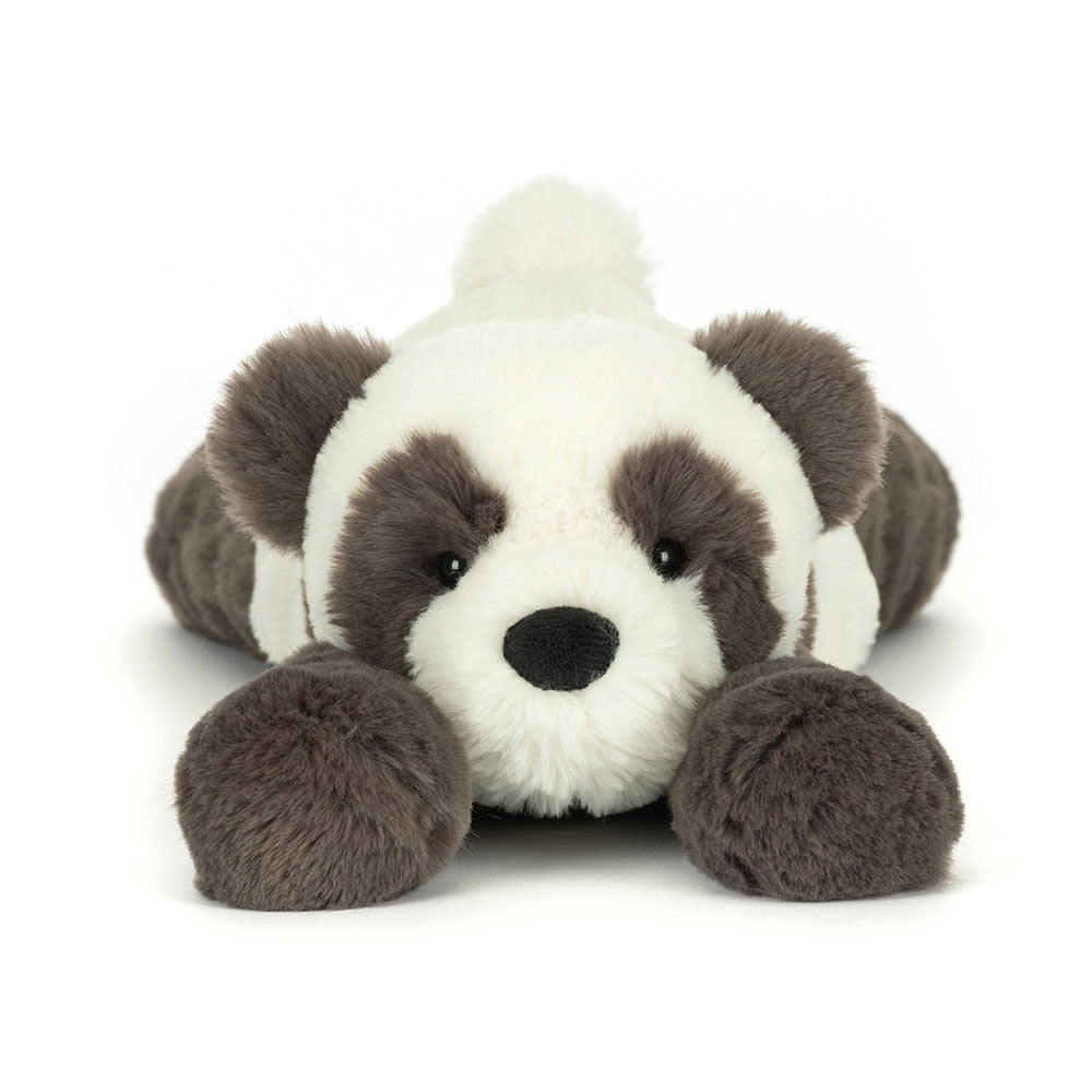 Plush panda toy on a white background