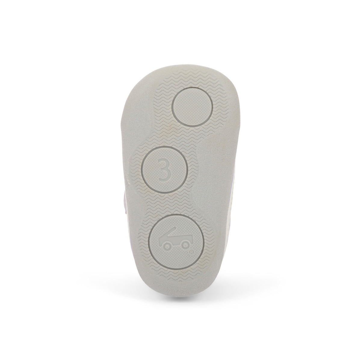 Gray silicone sandal with textured sole on a white background