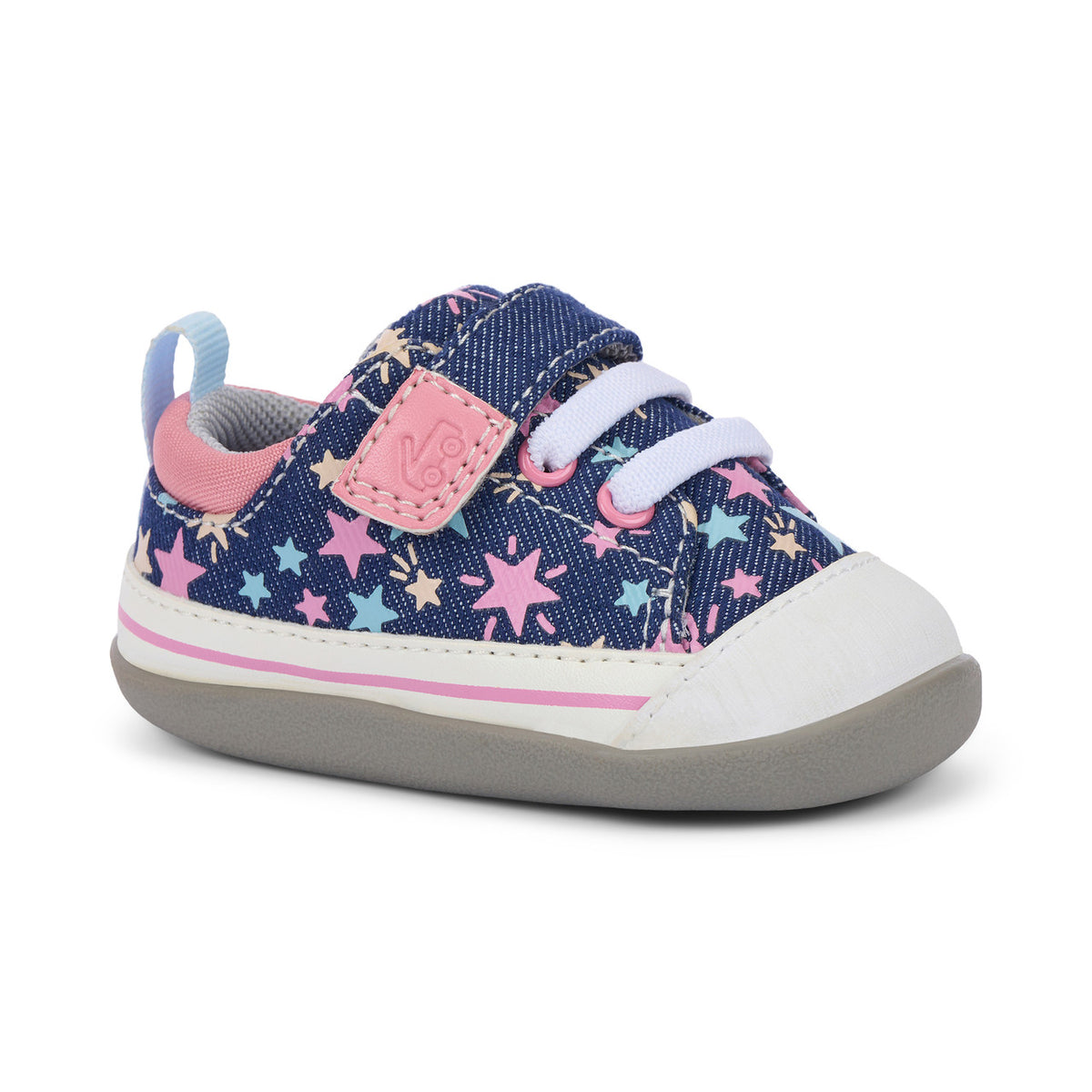 Children's sneaker with star pattern on a white background