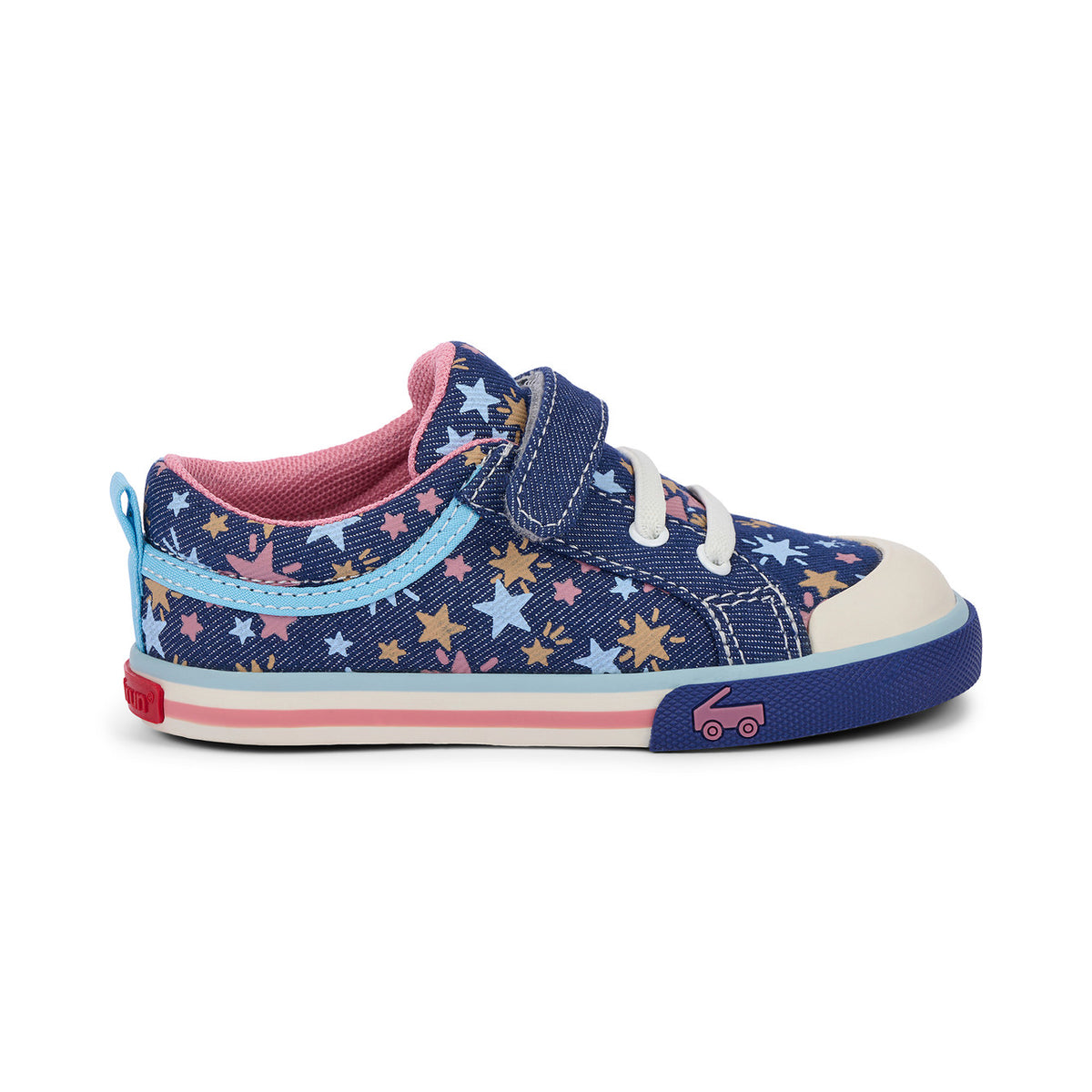Children's sneaker with star pattern on a white background