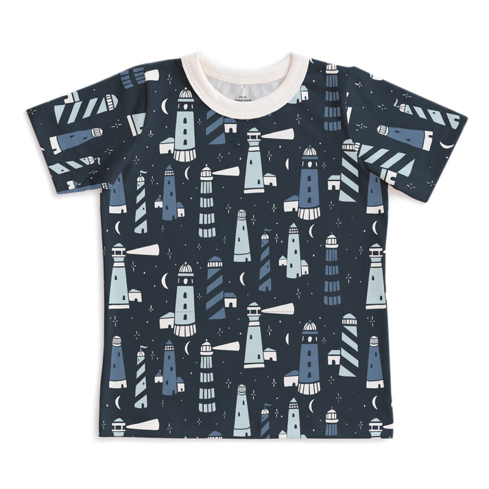 Short Sleeve Tee - Lighthouses Night Sky by Winter Water Factory