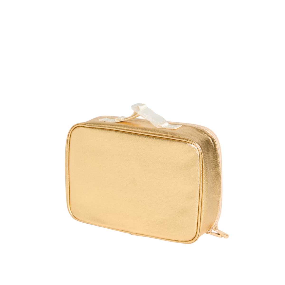 Gold rectangular pouch on a white background