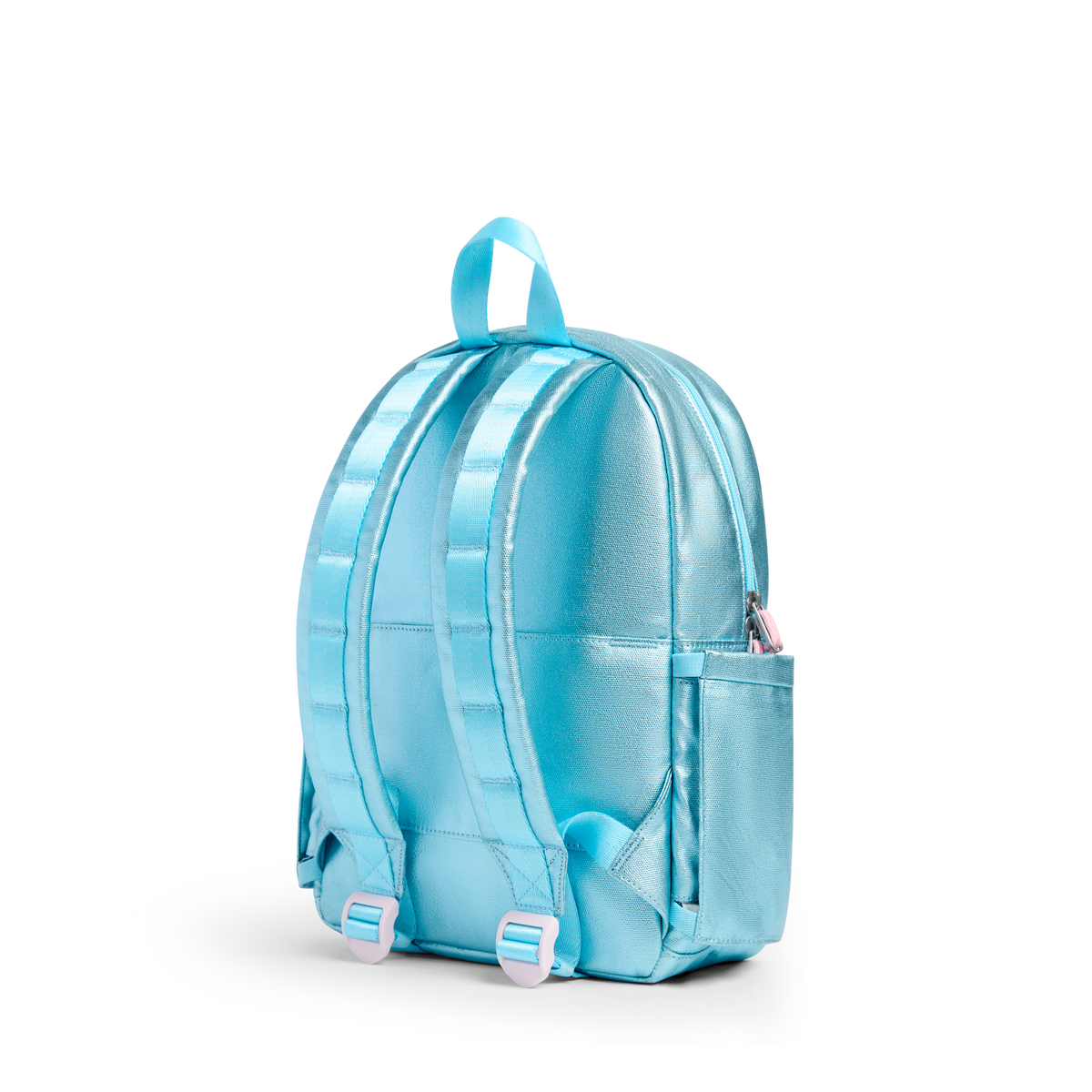 Light blue backpack on a white background