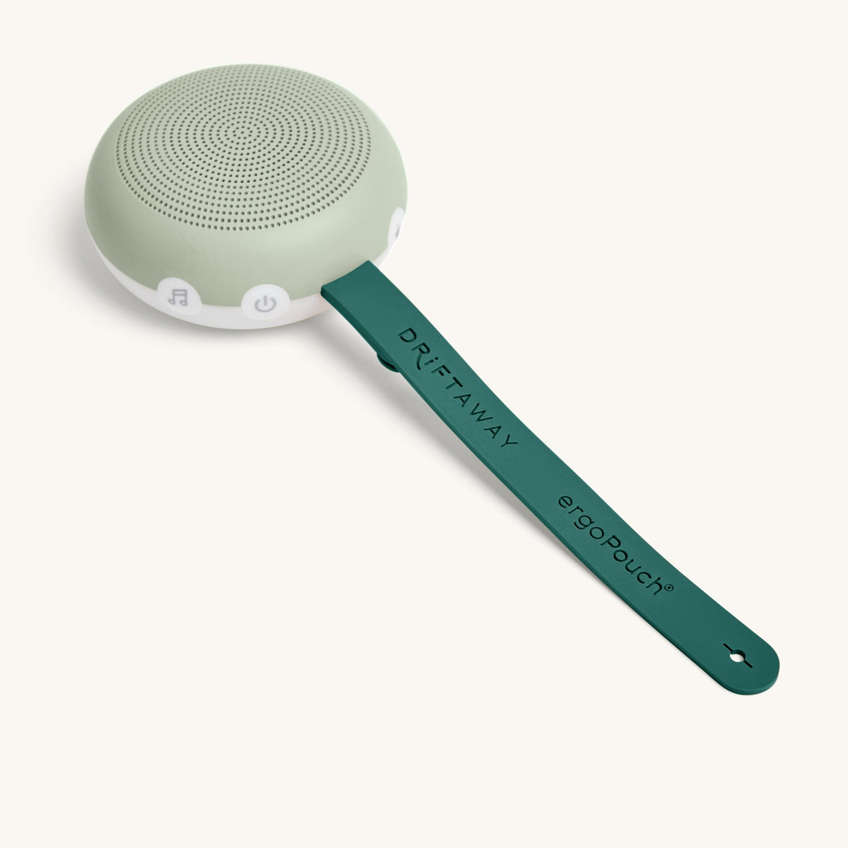 Portable speaker with a strap labeled 'Dripaway' on a white background
