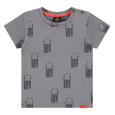 Jellyfish All Over Print Short Sleeve Tee - Ash by Babyface FINAL SALE