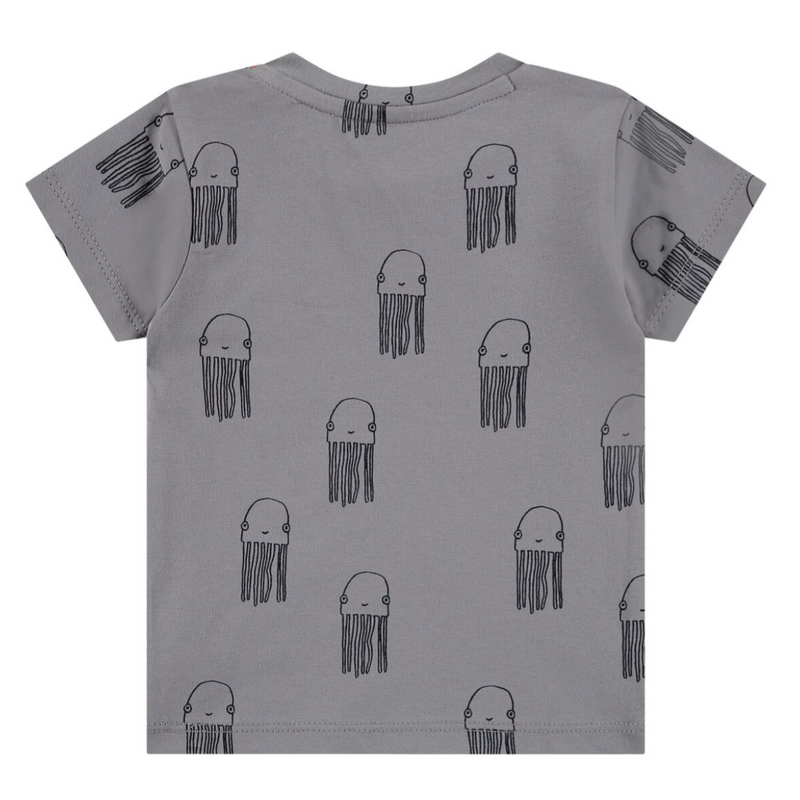 Jellyfish All Over Print Short Sleeve Tee - Ash by Babyface FINAL SALE