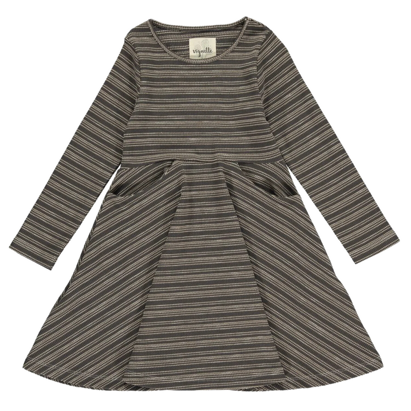Merilee Dress - Brown and Cream Stripe by Vignette FINAL SALE