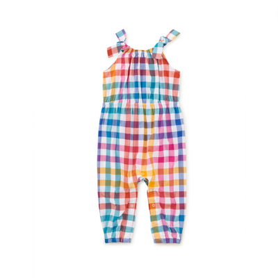 Tie Shoulder Baby Romper - Malindi Plaid by Tea Collection FINAL SALE