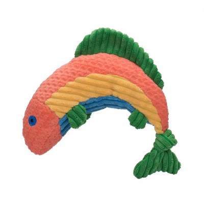 Raucous Rainbow Trout Knottie Plush Dog Toy by Hugglehounds