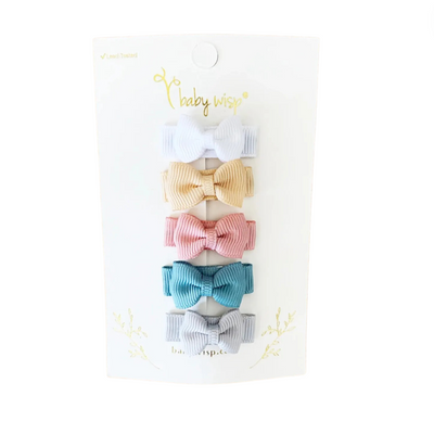Tiny Tuxedo Bows on Snap Clips Set of 5 - Figment by Baby Wisp